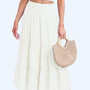 Elegant Cream Maxi Skirt